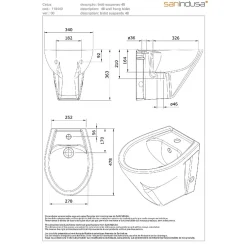 Sanindusa Bidet suspendu céramique traditionnelle Cetus 48 blanc