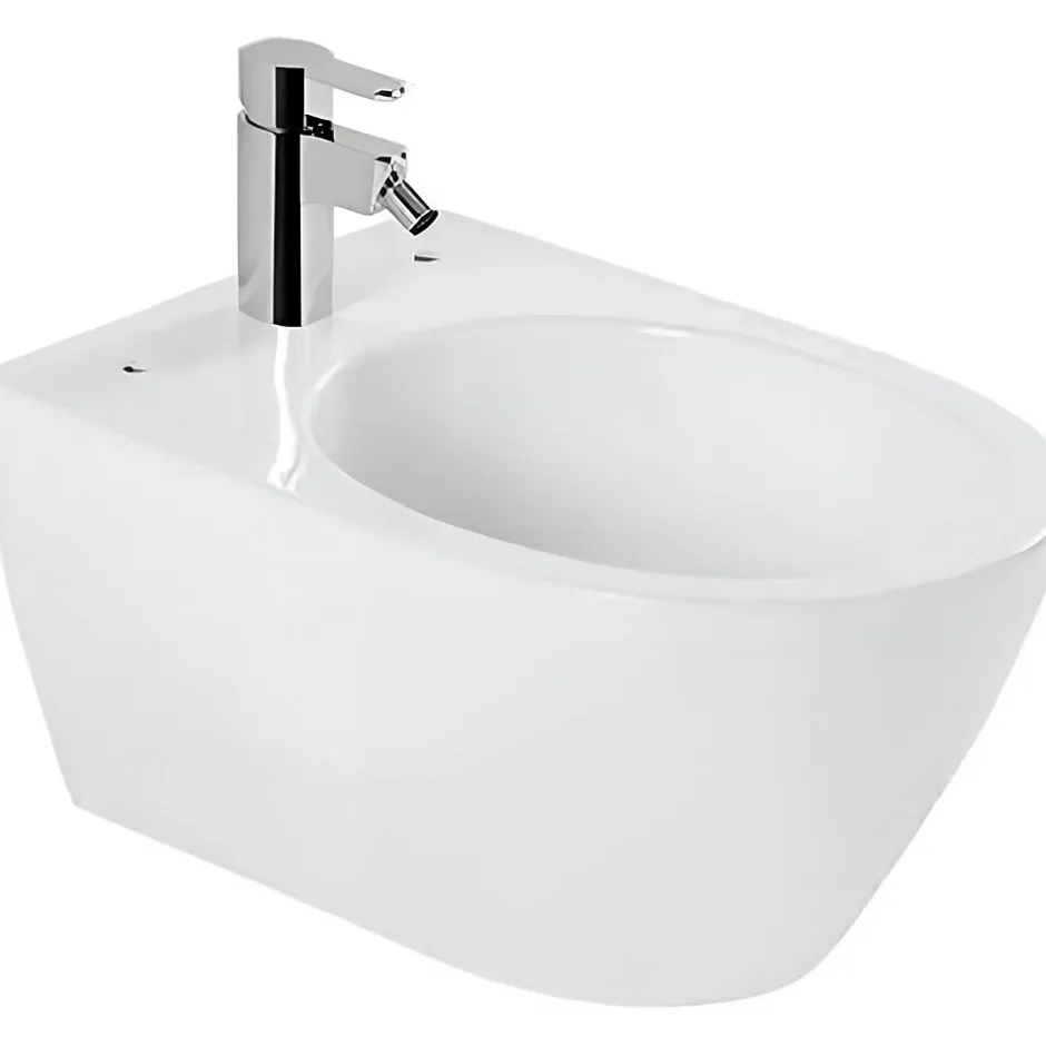 Sanindusa Bidet suspendu céramique traditionnelle Sanlife avec trous pour abattant (abattant non compris) blanc* Bidet
