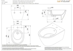 Sanindusa Bidet suspendu céramique traditionnelle Sanlife avec trous pour abattant (abattant non compris) blanc* Bidet