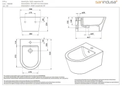 Sanindusa Bidet suspendu céramique traditionnelle 52 UrbY blanc