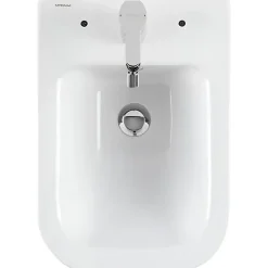 Sanindusa Bidet suspendu céramique traditionnelle Look avec trous pour abattant blanc (abattant, robinet et vidage non inclus)* Bidet