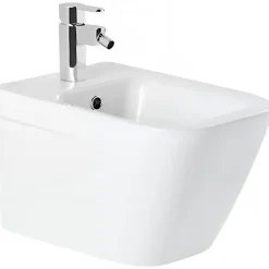 Sanindusa Bidet suspendu céramique traditionnelle Look 50x35 blanc (robinet et vidage non inclus)* Bidet