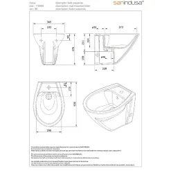 Sanindusa Bidet suspendu céramique traditionnelle Cetus blanc