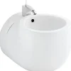 Sanindusa Bidet suspendu cylindrique contemporain céramique traditionnelle blanc (robinet non inclus)