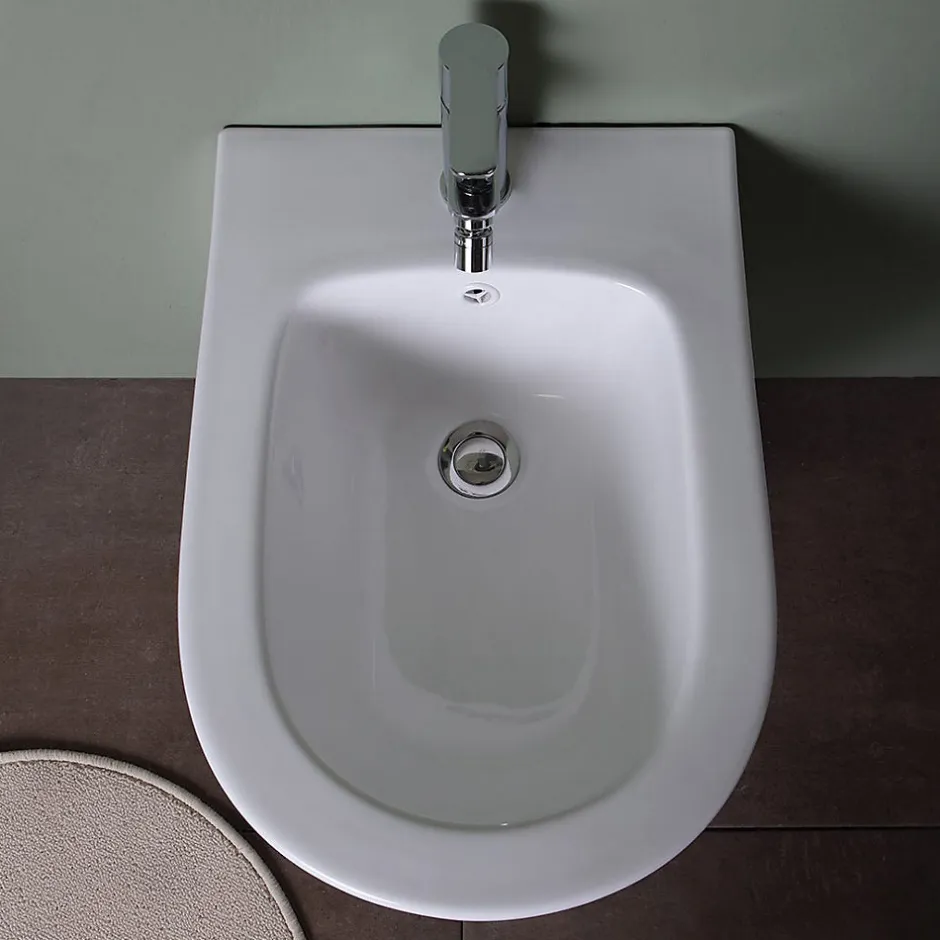 Kiamami Valentina Bidet Suspendu En Céramique Blanche - Blues