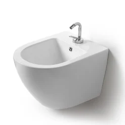 Kiamami Valentina Bidet Suspendu Rond Blanc En Céramique Avec Évacuation Murale - Folk