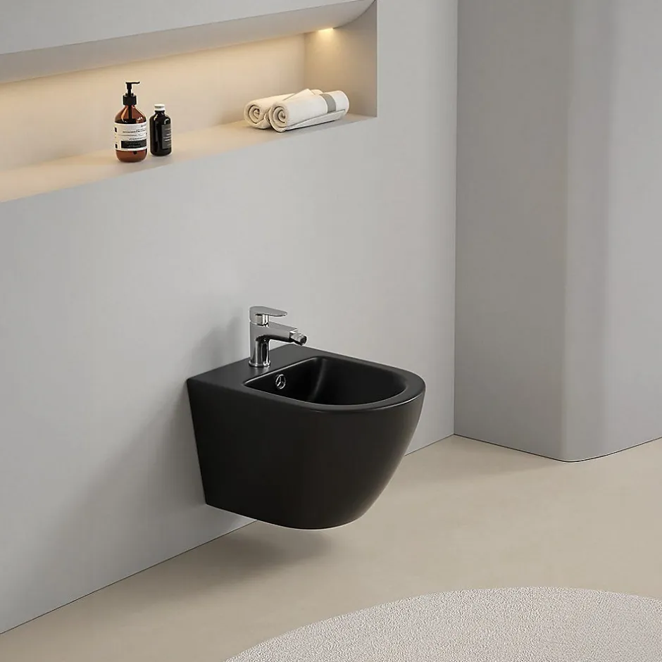 Kiamami Valentina Bidet Suspendu Rond Noir Mat - Folk* Bidet