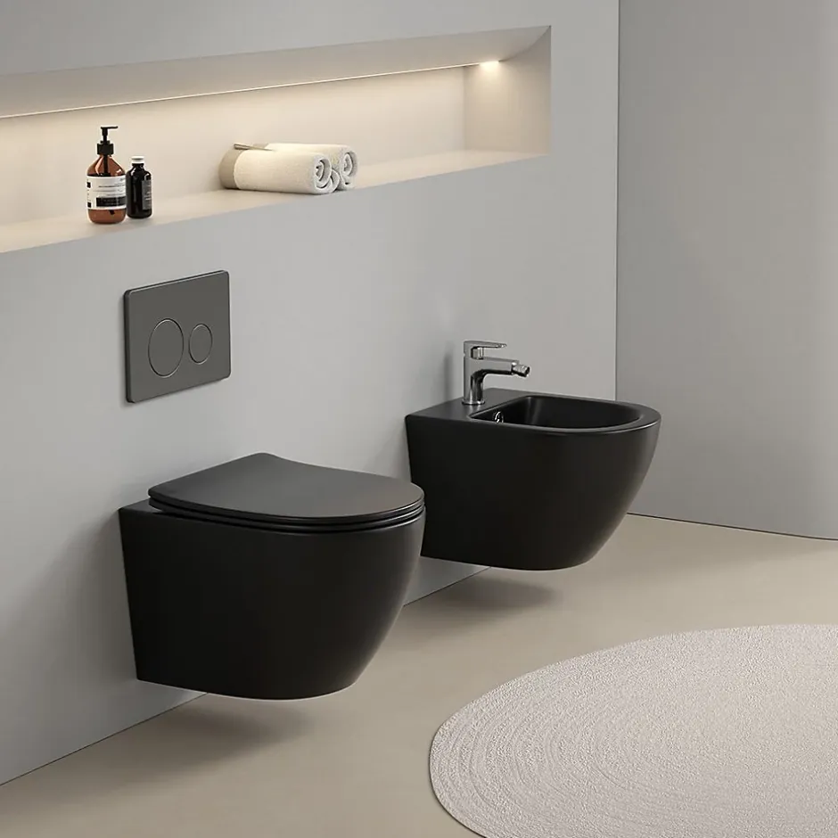 Kiamami Valentina Bidet Suspendu Rond Noir Mat - Folk* Bidet