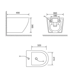 Kiamami Valentina Bidet Suspendu Rond Noir Mat - Folk* Bidet