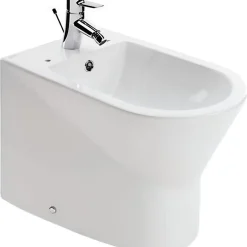 Sanindusa Bidet UrbY Compact gain de place céramique pose au sol avec trous abattant (abattant non compris) blanc* Bidet