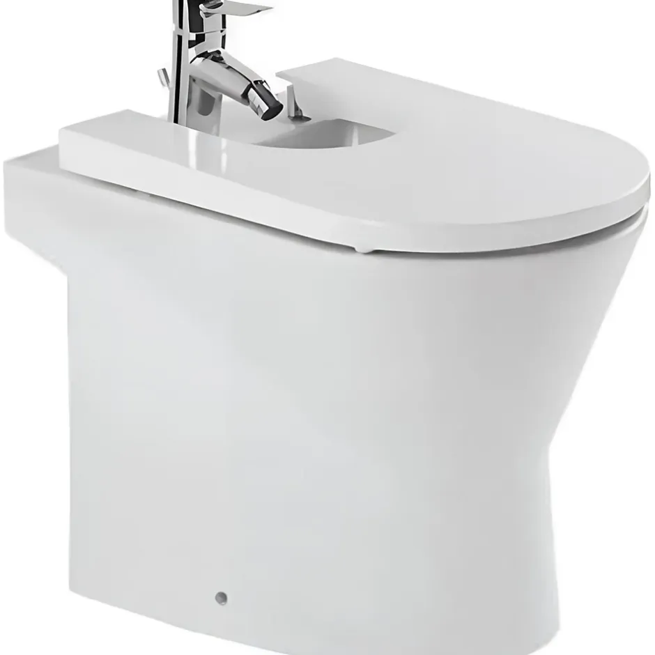 Sanindusa Bidet UrbY céramique traditionnelle pose au sol avec trous abattant (abattant non compris) blanc