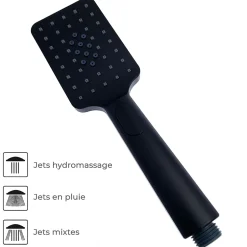 Hydroland BLACKROMA Colonne de douche sans mitigeur hauteur réglable 80 à 115 cm, Noir mat
