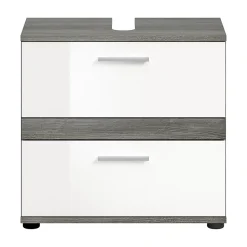 Xonox Blake - Meuble sous-lavabo en mélaminé blanc et argenté (L/H/P : 60x57x34 cm)
