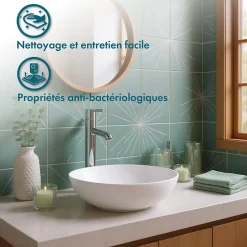 Ambra BOLÉA - Vasque ronde à poser 40 cm en solide surface - Design épuré et contemporain