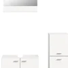 Xonox Boston - Ensemble de 3 meubles de salle de bains (L/H/P : 102x186x33 cm) en mélaminé blanc, vasque non incluse