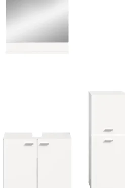 Xonox Boston - Ensemble de 3 meubles de salle de bains (L/H/P : 102x186x33 cm) en mélaminé blanc, vasque non incluse
