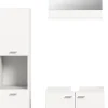 Xonox Boston - Ensemble de 3 meubles de salle de bains (L/H/P : 102x186x33 cm) en mélaminé blanc, vasque non incluse