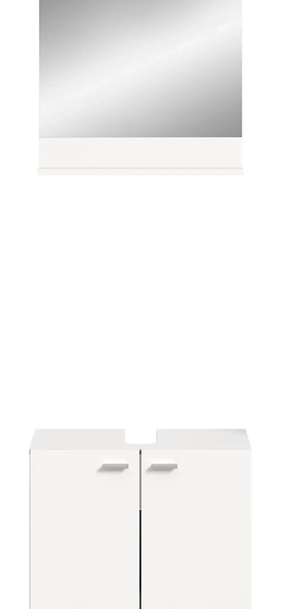 Xonox Boston - Meuble sous lavabo et miroir (L/H/P : 57x44x33 cm) en mélaminé blanc, vasque non incluse