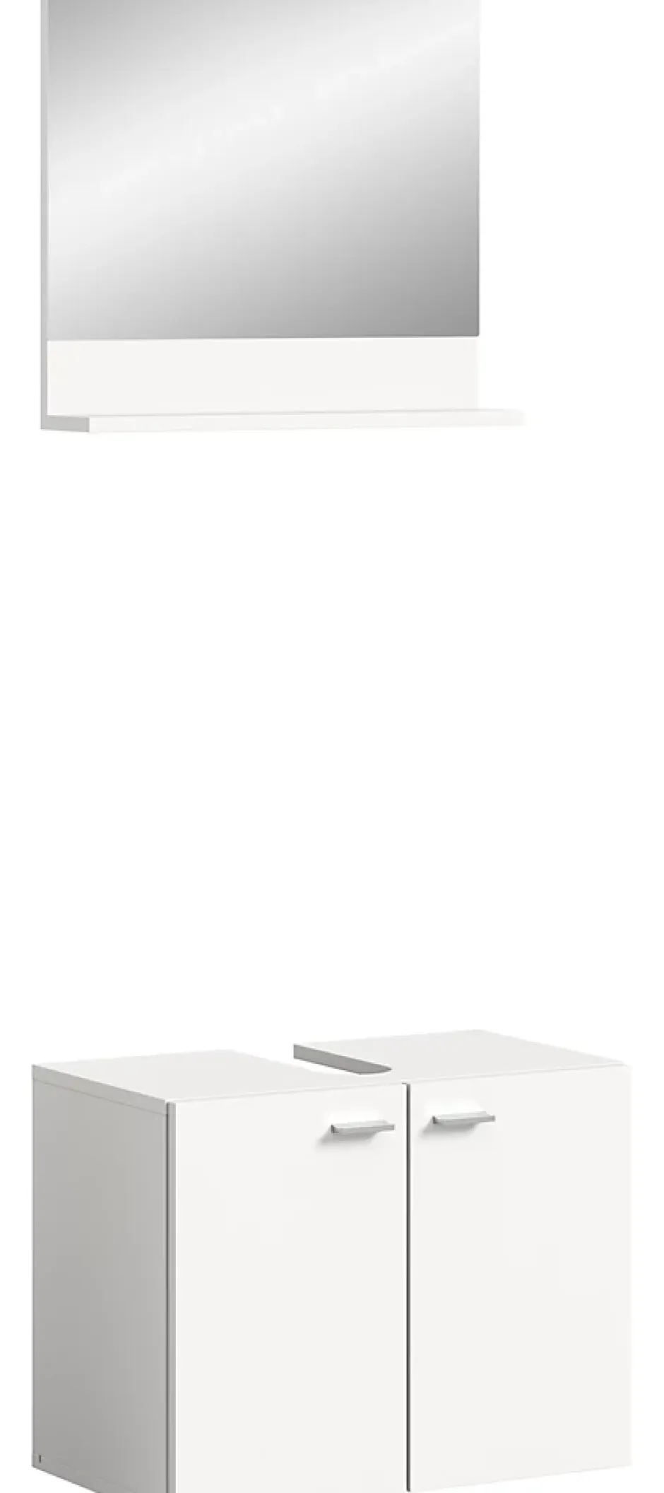 Xonox Boston - Meuble sous lavabo et miroir (L/H/P : 57x44x33 cm) en mélaminé blanc, vasque non incluse