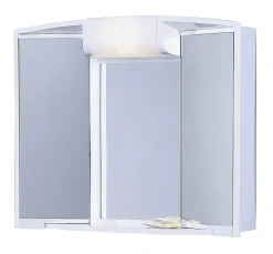 Bathstage B-RANDO Armoire de bain avec miroir 59X51X16 cm , lumineux, avec prise et tiroir, en plastique finition blanche -* Armoire De Salle De Bains|Meuble De Salle De Bains Faible Profondeur