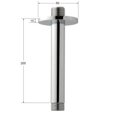 Kibath Bras de douche rond de 20 cm, montage au plafond, finition chromée, en laiton