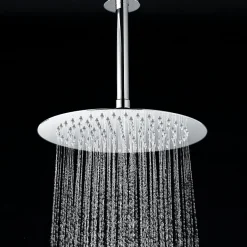Kibath Bras de douche rond de 20 cm, montage au plafond, finition chromée, en laiton