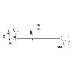 Duravit Bras de tête de douche en laiton, Barre de douche fixation murale 41cm (sans tête de douche) - Noir mat* Pommeau De Douche, Flexible Et Barre De Douche