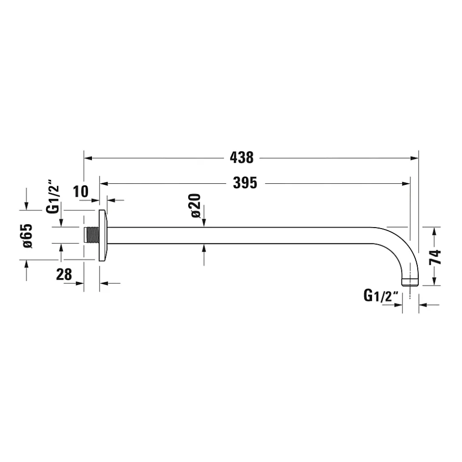 Duravit Bras de tête de douche en laiton, Barre de douche fixation murale 41cm (sans tête de douche) - Bronze brossé* Pommeau De Douche, Flexible Et Barre De Douche