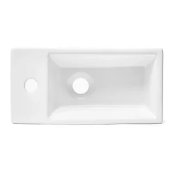 Swiss Aqua Technologies Brevis Lave-mains suspendu avec trou pour robinetterie à droite, 40,5x20,5x10,5cm + Siphon (SATBRE4020SR-SET2)