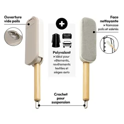 5Five Brosse à textile avec manche en bambou gris 7,3x4cm - Gris-* Etendoir À Linge