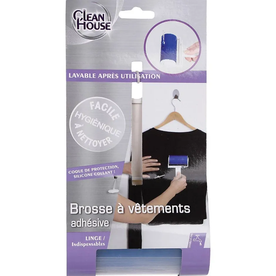 5Five Brosse à vêtements lavable gris - Bleu-