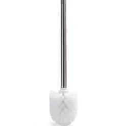 MSV Brosse WC en polypropylène blanc et manche inox Ø8 x H.35 cm,