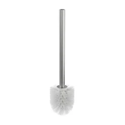 Brosse WC manche acier inoxydable brosse en polypropylène blanche Ø7,5 x H.33 cm* Accessoire Wc