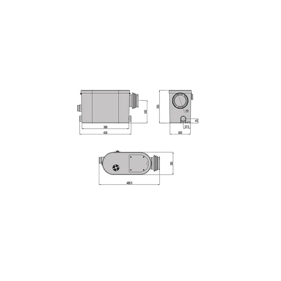 Bsf Broyeur pour WC suspendu silencieux 550 watts, Broyeur sanitaire à encastrer -550-N2-SUSP pour salle de bain, Trappe de mainten