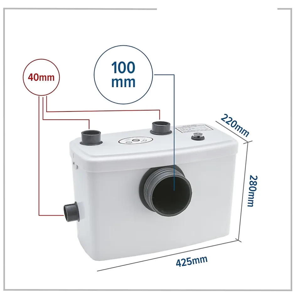 Nature Pro Broyeur Sanitaire Pompes de Relevage 600W WC Lavabo Douche 100l/m* Wc Chimique Et Broyeur