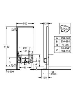 Grohe Bâti support pour bidet suspendu - Rapid SL