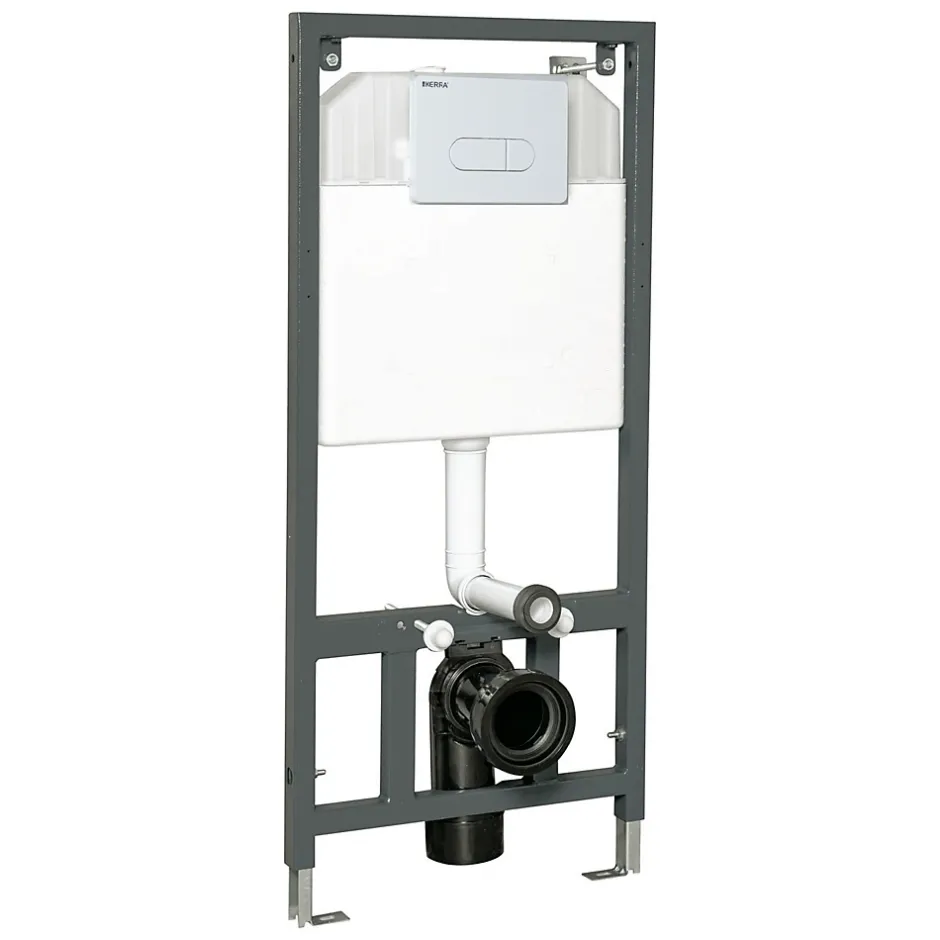 Kerra Bâti support universel pour WC suspendu Avec plaque chasse d'eau blanche