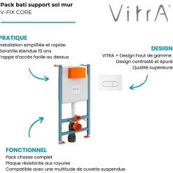 Vitra Bâti support V-Fix Core mur porteur + Plaque Root Round Blanche