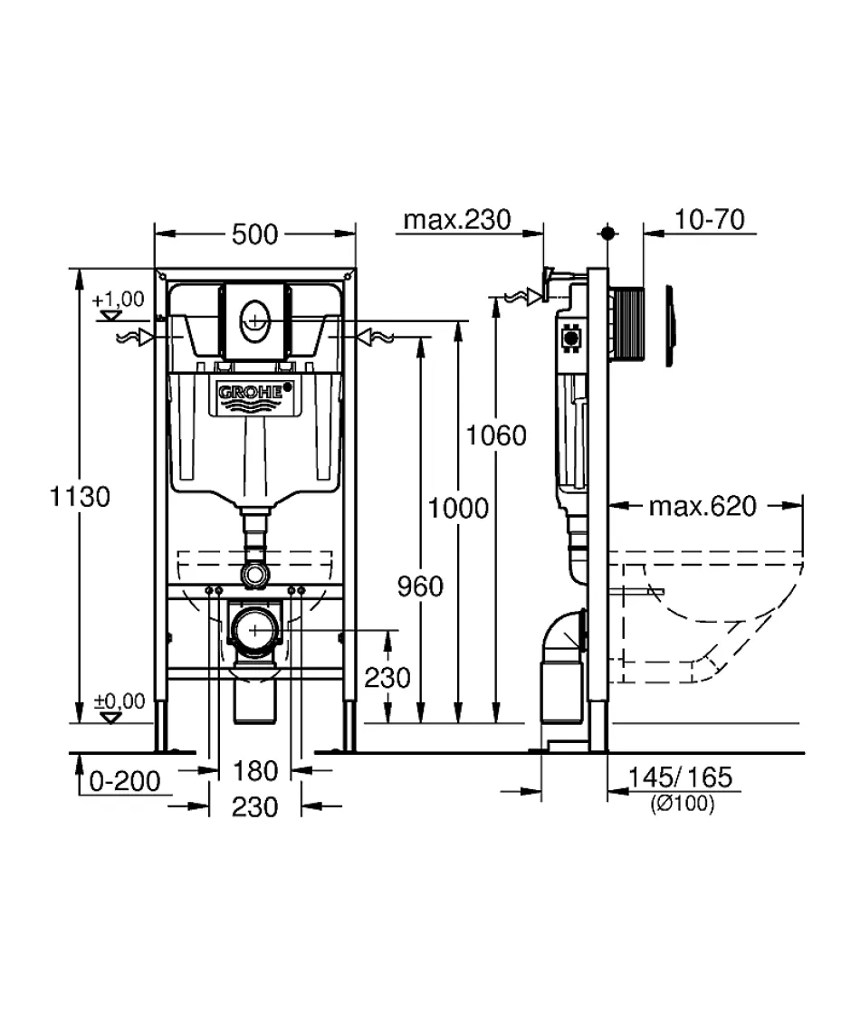 Grohe Bâti WC suspendu universel Solido NF