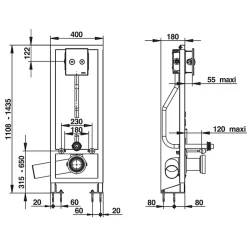 Presto Bâti-support autoportant pour cuvette sans bride 1000 XL E DVA avec plaque