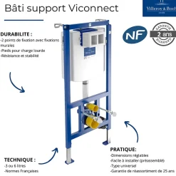 Villeroy & Boch Bâti-support autoportant WC VILLEROY ET BOCH Viconnect avec plaque noir