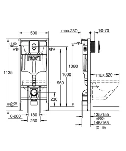 Grohe Bâti-support sol et mur pour WC suspendu, Solido* Wc Suspendu