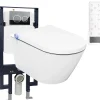 Bernstein Bâti-support Toilettes Japonais céramique, WC lavant japonais + télécommande - 38,4x59,3x38cm - PRO+ 1102 - Plaque verre noir* Wc Japonais