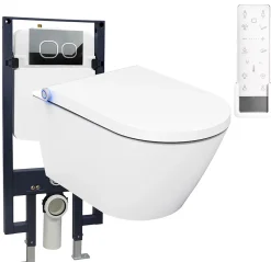 Bernstein Bâti-support Toilettes Japonais céramique, WC lavant japonais + télécommande - 38,4x59,3x38cm - PRO+ 1102 - Plaque 4112 blanc mat* Wc Japonais