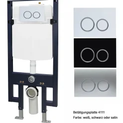 Bernstein Bâti-support Toilettes Japonais céramique, WC lavant japonais + télécommande - 38,4x59,3x38cm - PRO+ 1102 - Plaque 4111 blanc mat