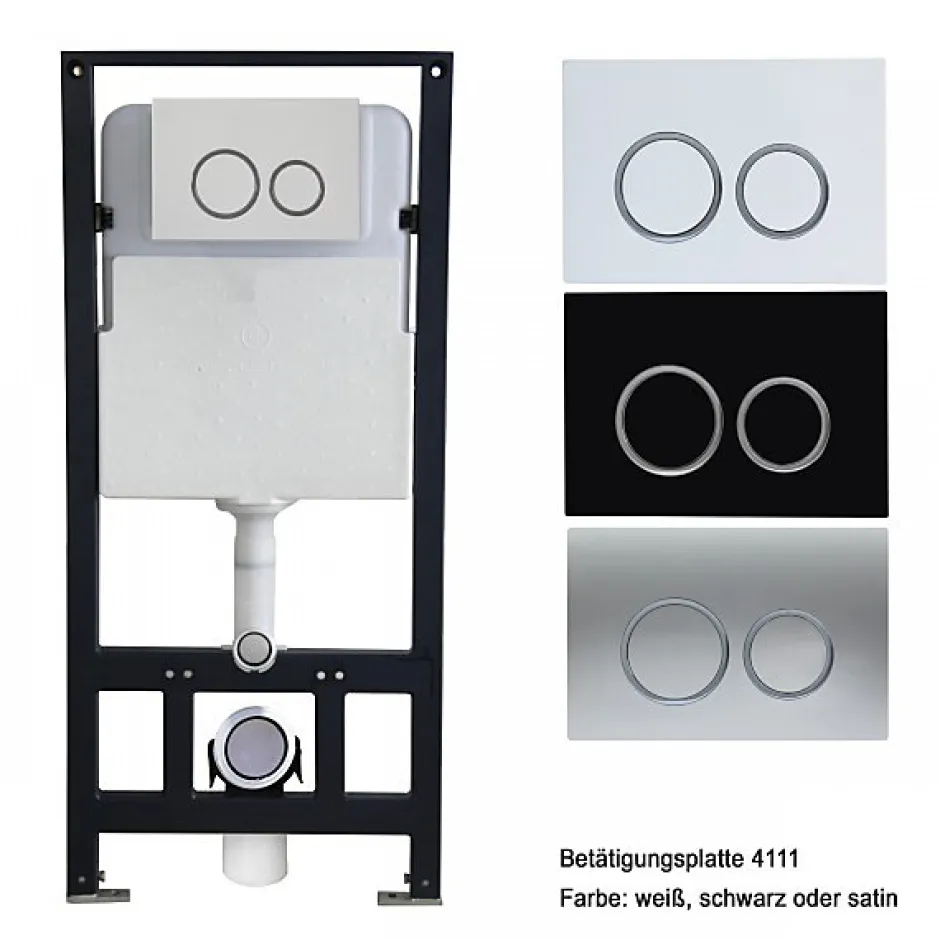Bernstein Bâti-support Toilettes Japonais céramique, WC lavant japonais pack complet - 38,4x59,3x38cm - Basic 1102 Modèle 4111 noir mat
