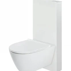 Sanindusa Bâti-support WC suspendu avec habillage blanc complet insonorisé prêt à poser SANGLASS WALL 3/6L