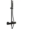 Swiss Aqua Technologies B-Way Colonne de douche + Mitigeur thermostatique + Douchette + Flexible + Douche de tête, Noir mat (SATBWSST)