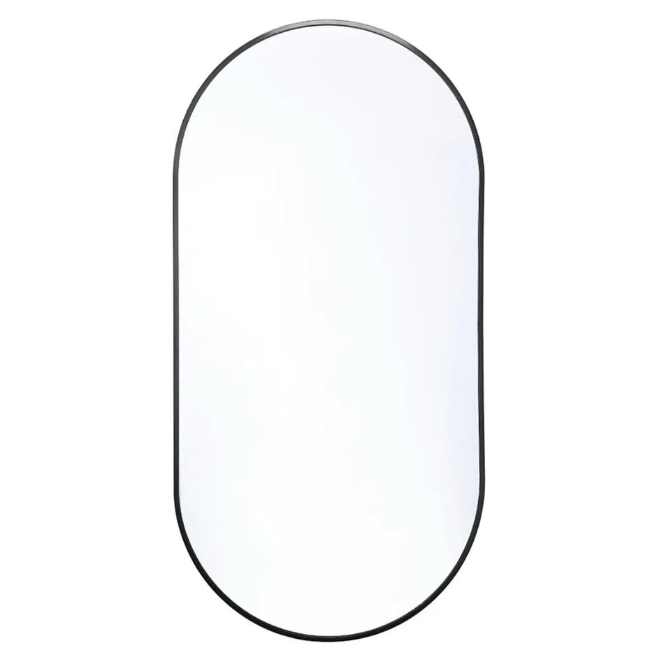 Naturel B-Way 120x60 cm miroir suspendu ovale, cadre en aluminium, noir (ZBWOV12060C)* Miroir Simple