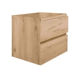 Swiss Aqua Technologies B-Way 59x50x45 cm meuble de salle de bain suspendu avec plaque de recouvrement, 2 tiroirs, chêne mat (BWAY260OAKDESK)